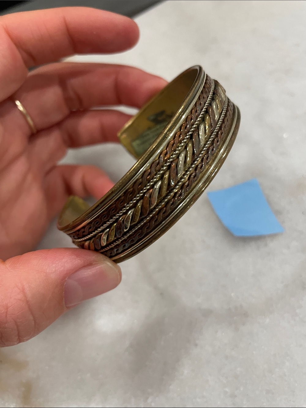 Women’s Brass Tone Braided Cuff Bracelet - Antique Gold